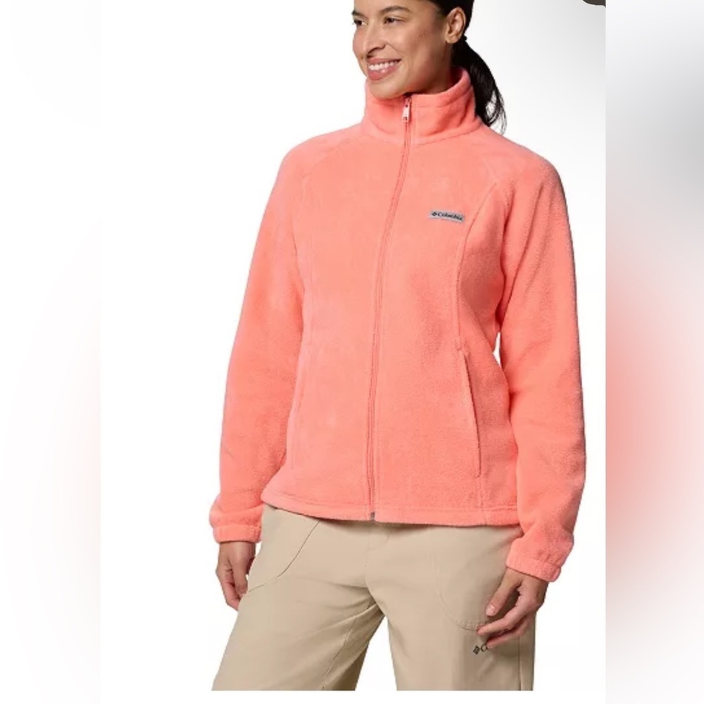 Columbia Women's Bright Coral Teddy Jacket Size L - Picture 3 of 5